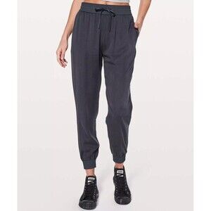 Lululemon Ease Of Mind Pant Gray Cotton Drawstring Women 6 @E5